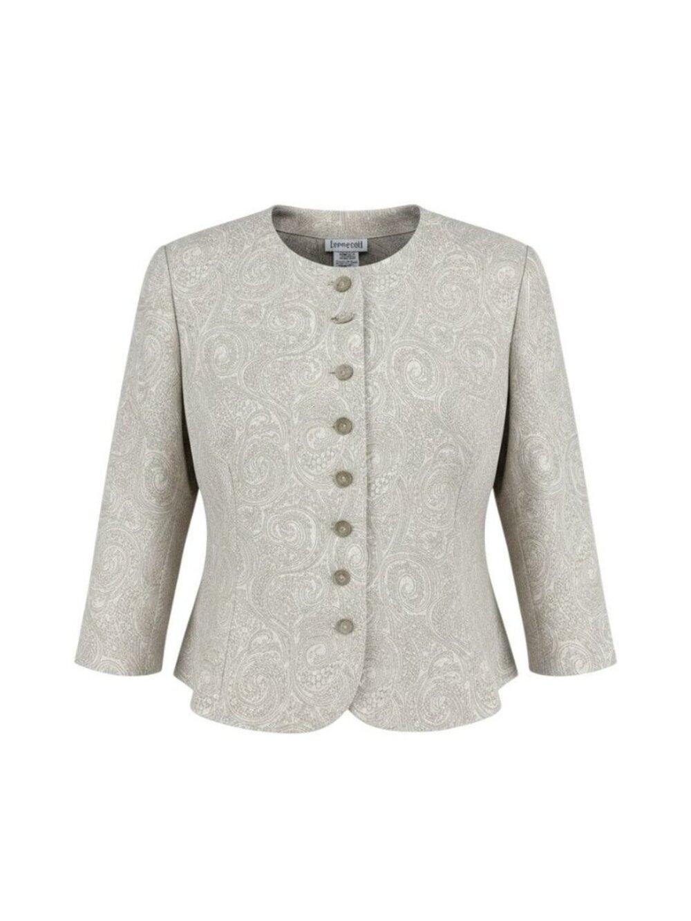 Beige Paisley Periwinkle Womens Button-Up Jacket & Skirt Set 24W